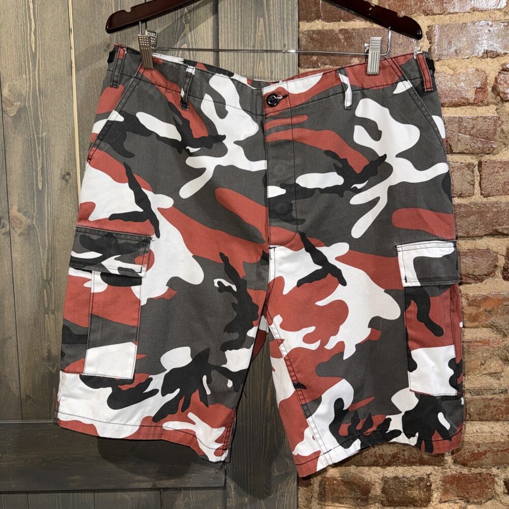 Rothco Military Camo Army Fatigue Cargo Red Black Gray Camouflage 35-39W 9L EUC